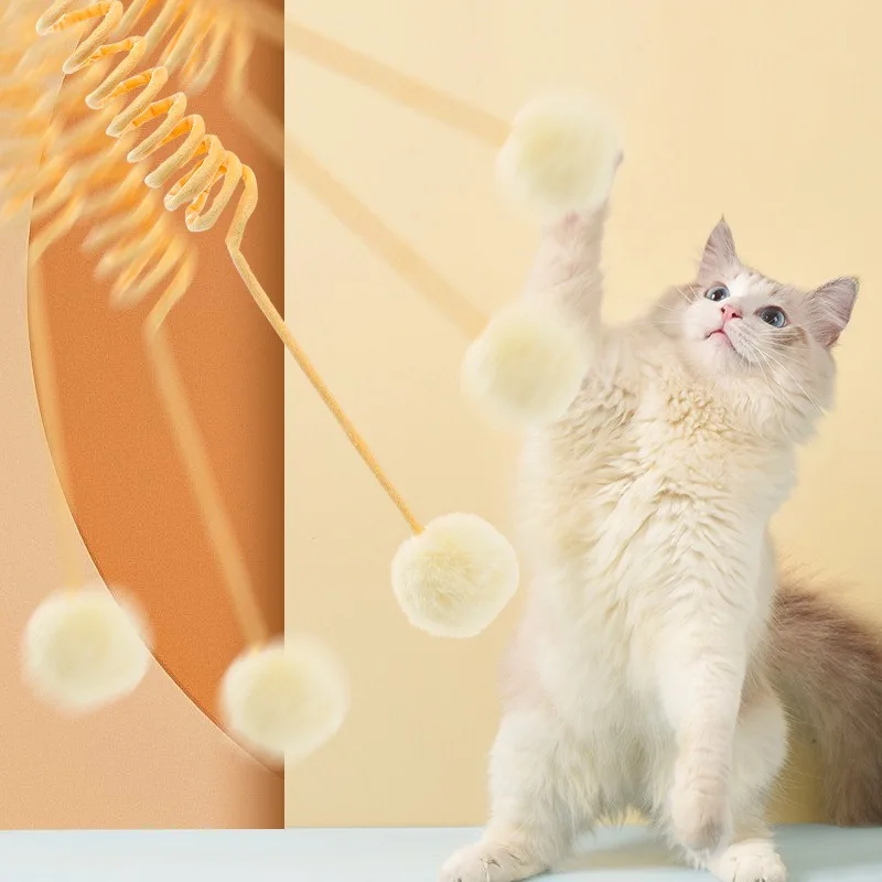 Brinquedo de Mola para Gatos com Ventosa e Bola de Coelho - Imagem 2