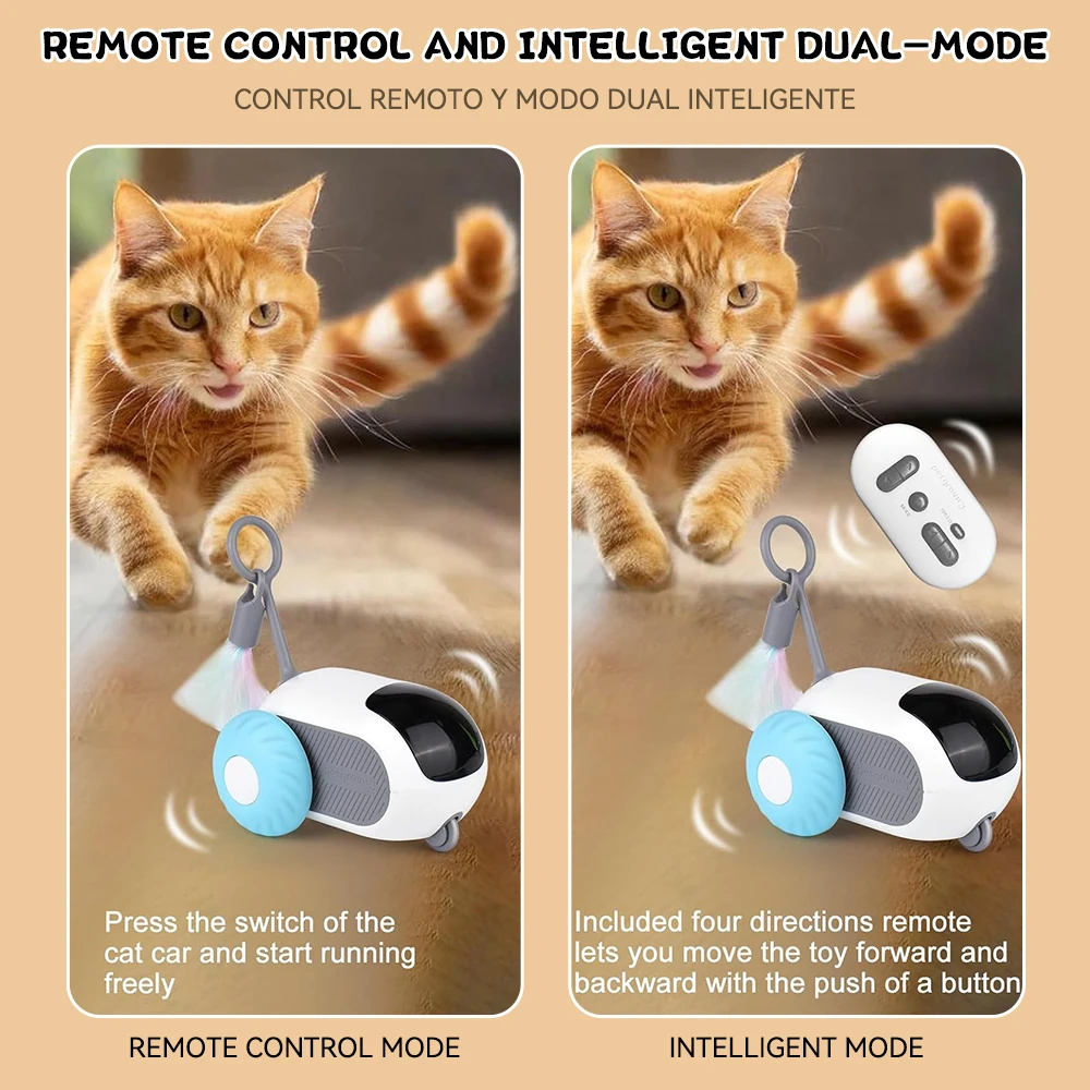 Carro de Brinquedo para Gatos com Controle Remoto e Bateria Recarregável - Imagem 3