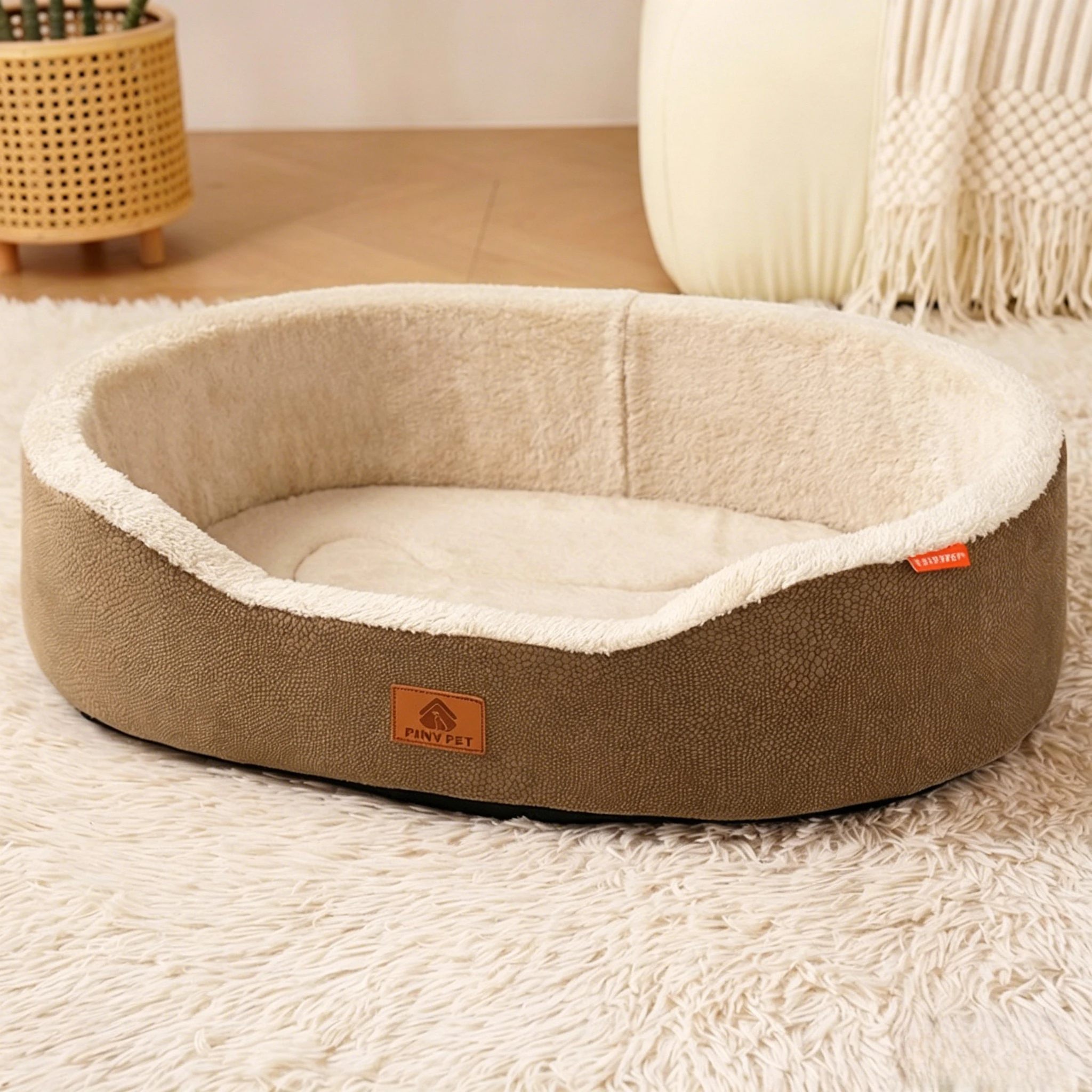 Cama para Cães de Porte Médio em Couro Lichia com Almofada Removível - Image 4