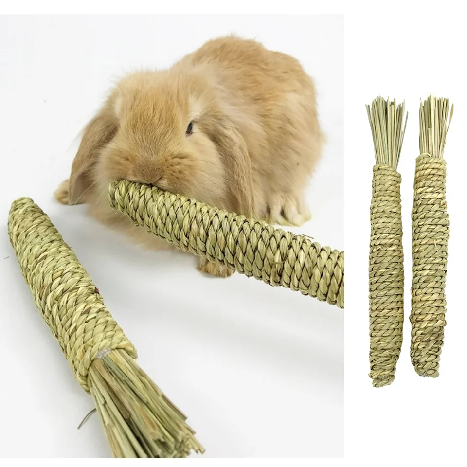 Brinquedos de Roer para Coelhos: Cenouras de Palha Trançada para Limpeza dos Dentes - Imagem 2