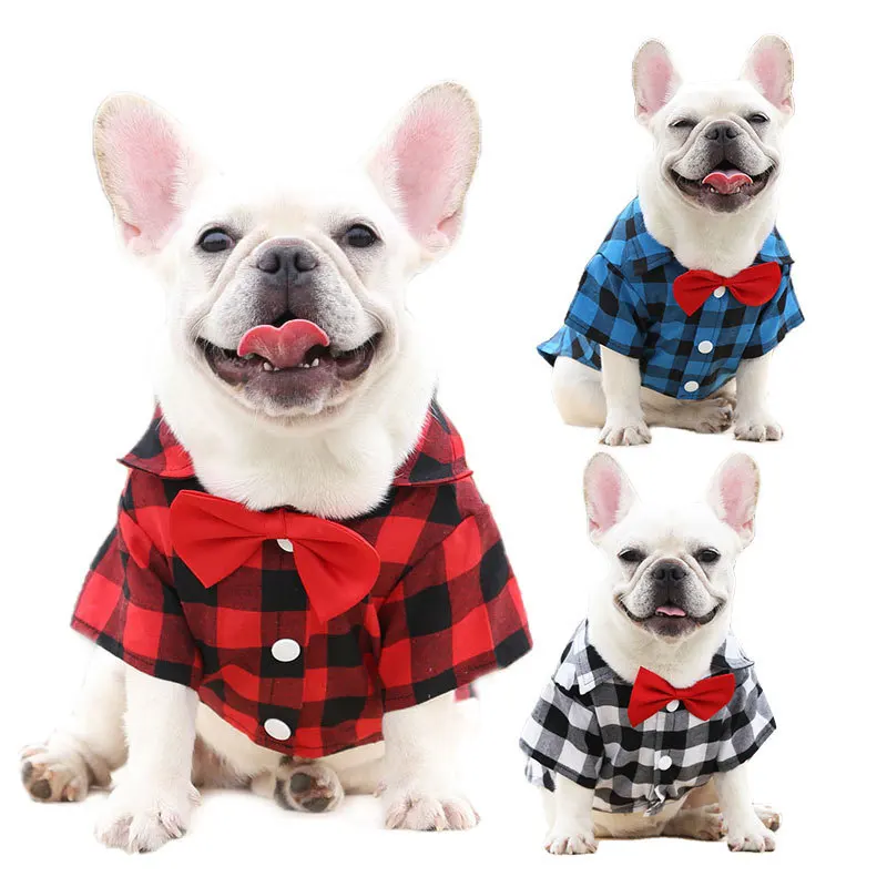 Camisa Xadrez para Cães e Gatos de Pequeno Porte com Gravata Borboleta - Imagem 3