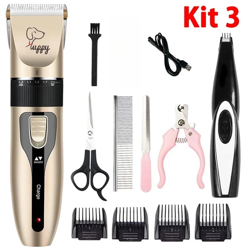 kit tosa elétrico recarregável para cães e gatos