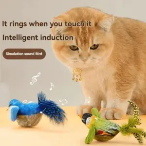 brinquedo interativo pássaro elétrico com som para gatos