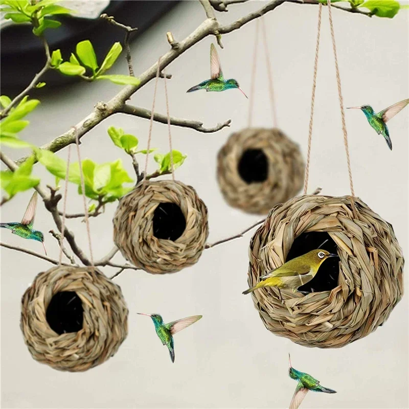 Ninho para Pássaros de Grama para Gaiola 12x12 cm com Fio para Pendurar - Imagem 3