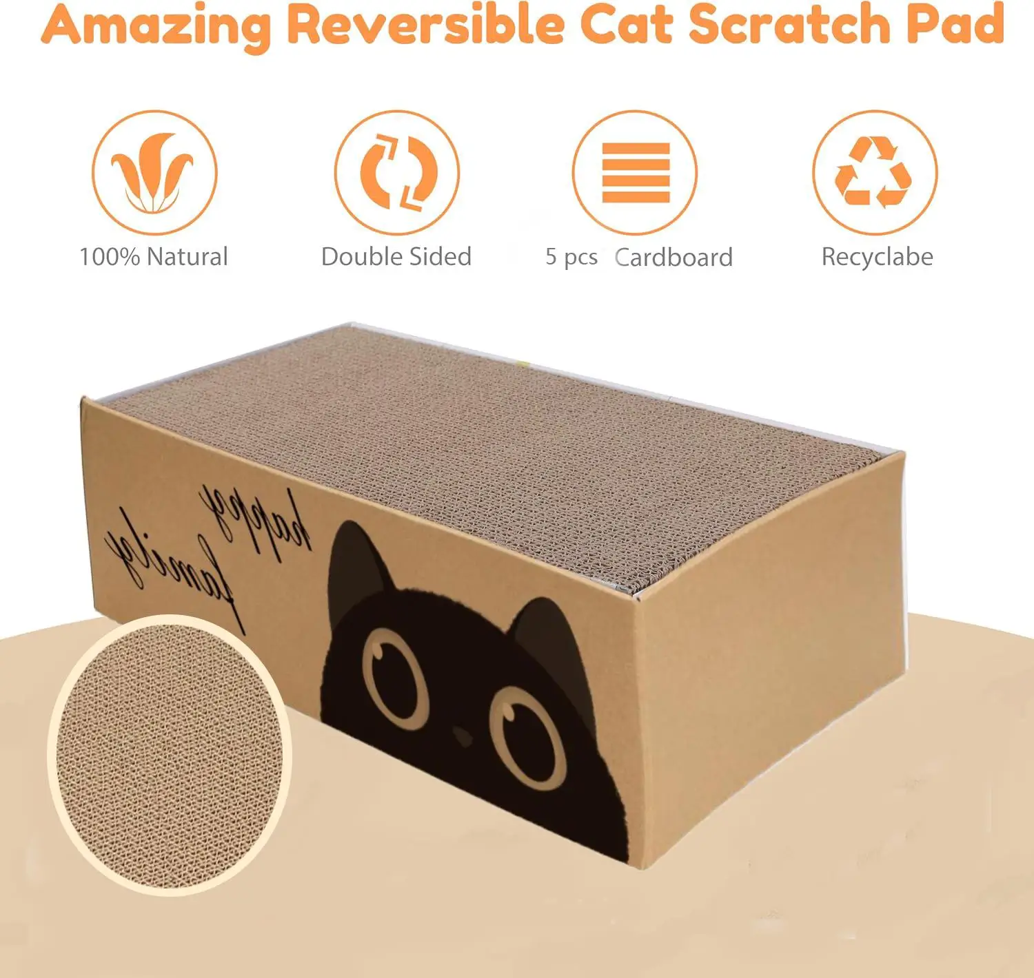 Arranhador de Papelão para Gatos com Cama 42x26x13 cm - Imagem 4