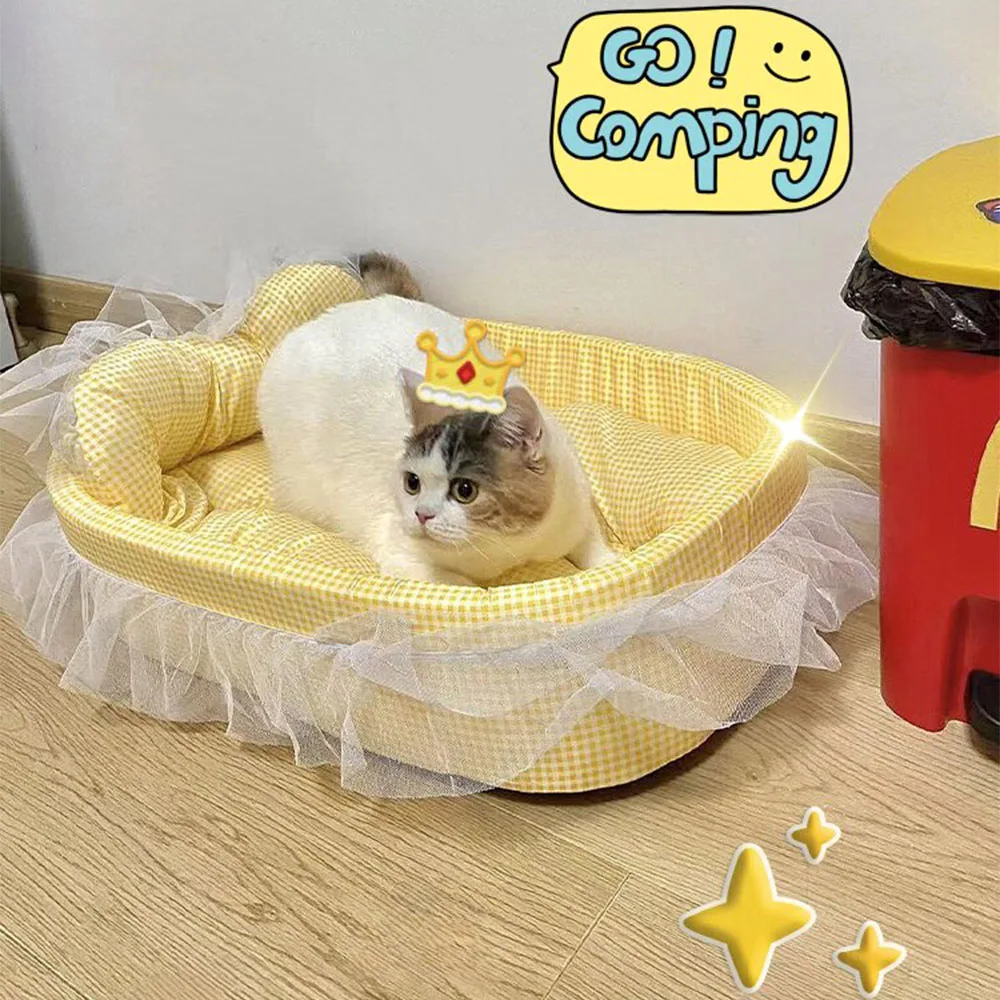 Cama Sofá Princesa para Cães e Gatos Pequenos de Pelúcia Lavável - Imagem 5
