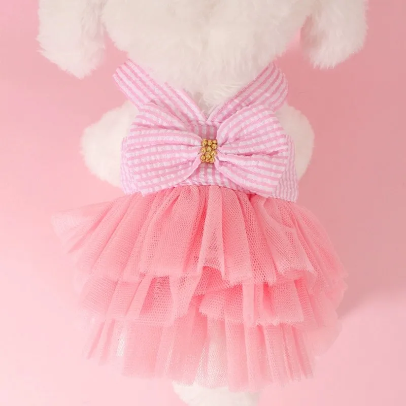 Vestido de Princesa para Cães e Gatos com Saia Tutu Listrada - Imagem 5