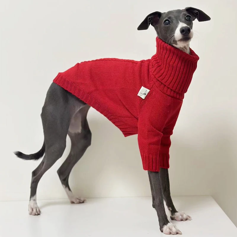 Suéter para Galgo Italiano Gola Alta Vermelho de Malha - Imagem 2