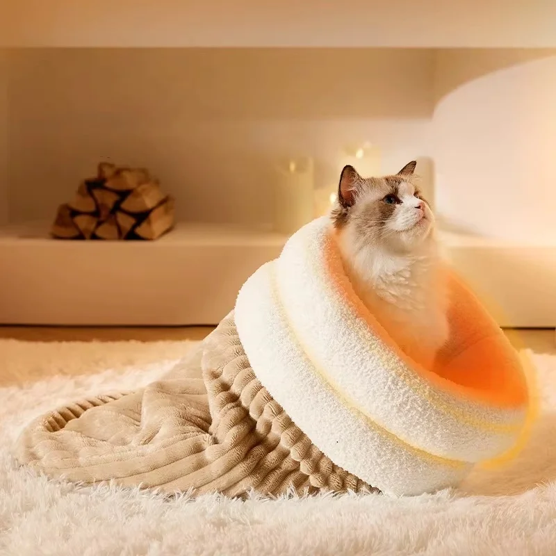 Saco de Dormir para Gatos de Pelúcia com Entrada Giratória - Imagem 3
