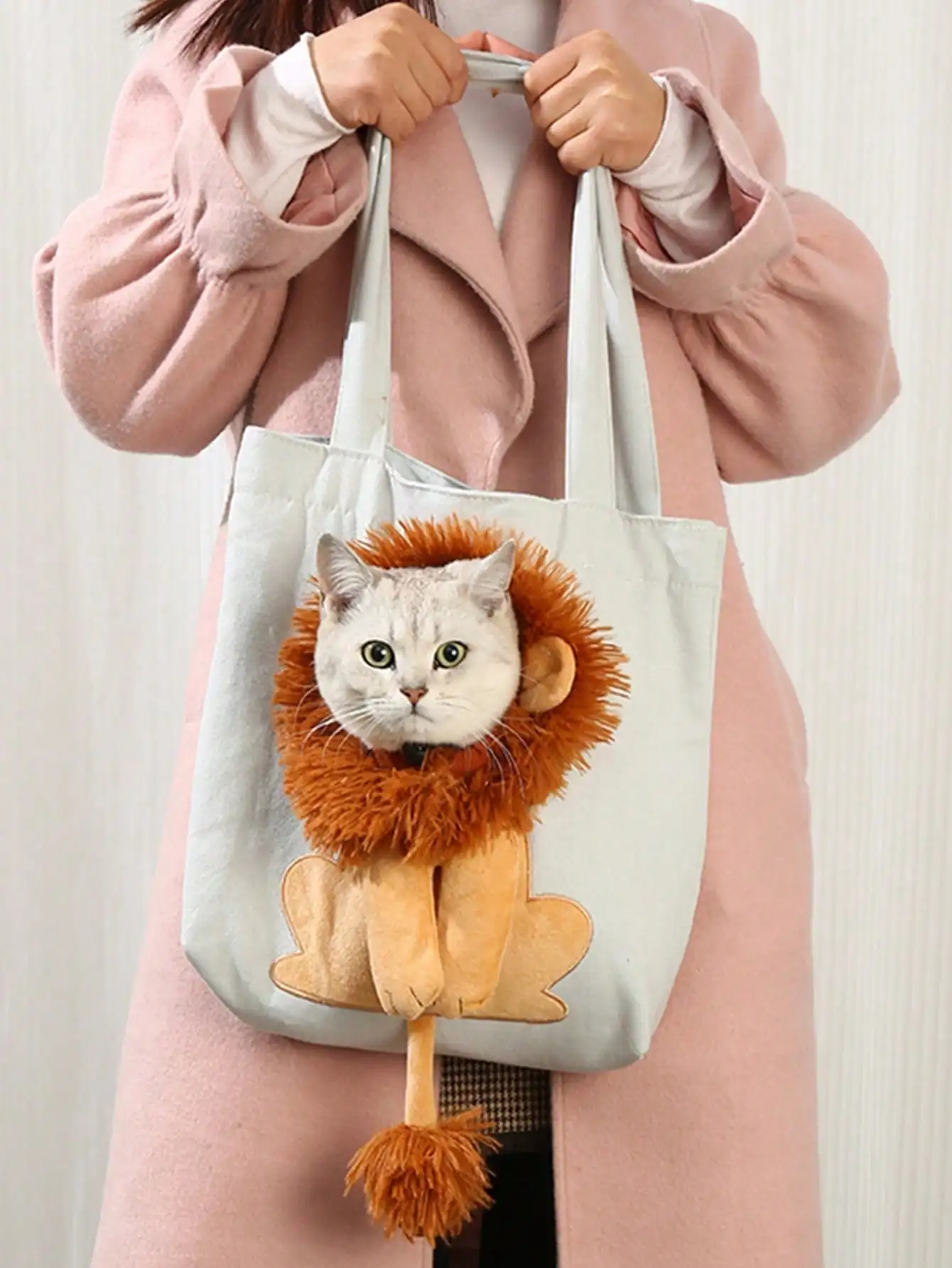 Bolsa de Ombro para Gatos de Lona em Formato de Leão Portátil - Imagem 2