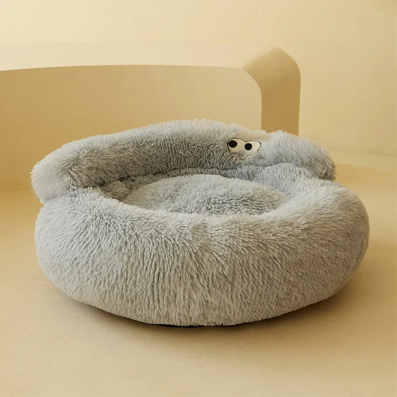 Cama Ninho para Gatos e Cães de Pelúcia Longa com Fundo Antiderrapante - Imagem 5