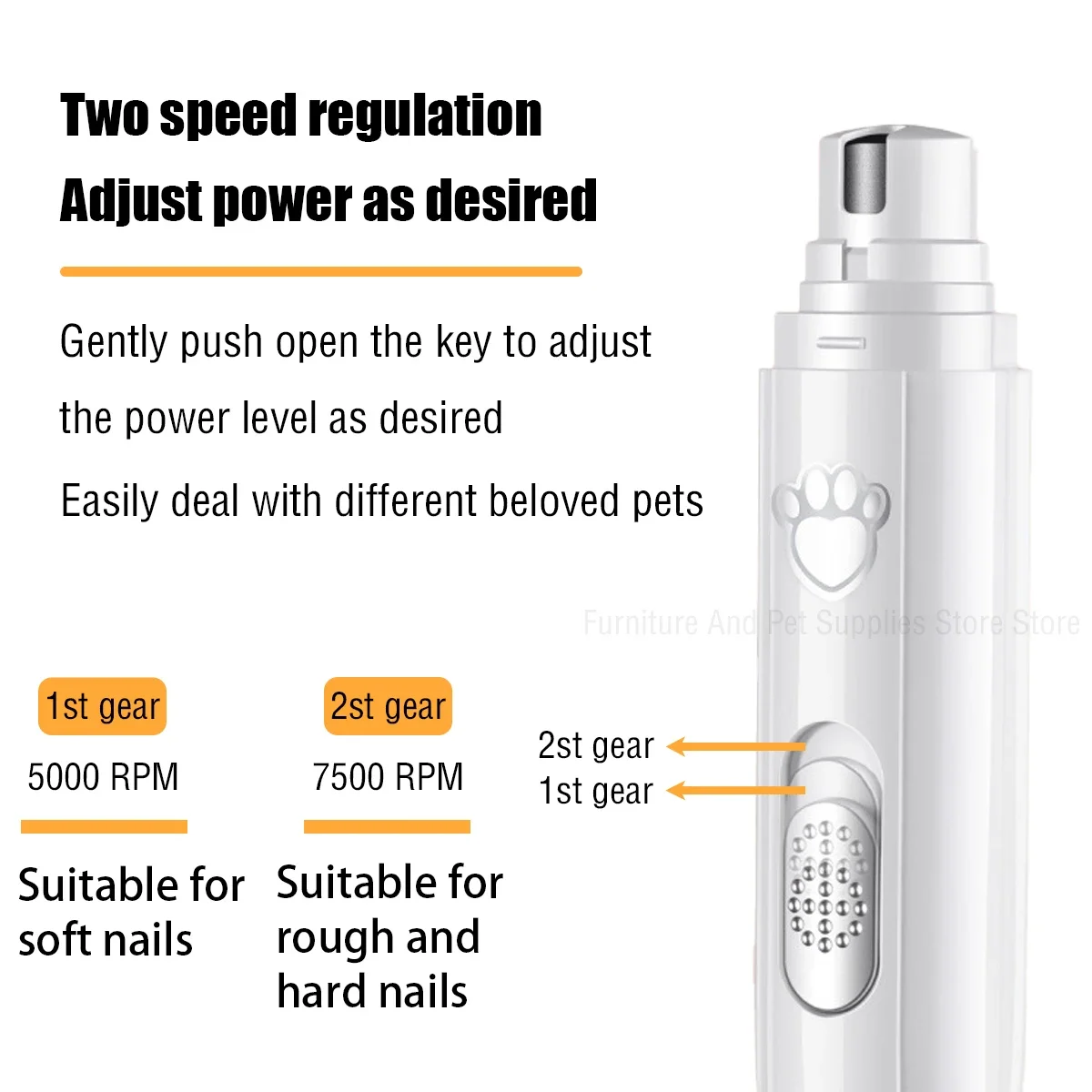 Moedor de Unhas Elétrico para Cães Recarregável USB com Luz LED - Imagem 5