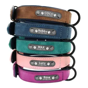 coleira de couro para cães personalizada