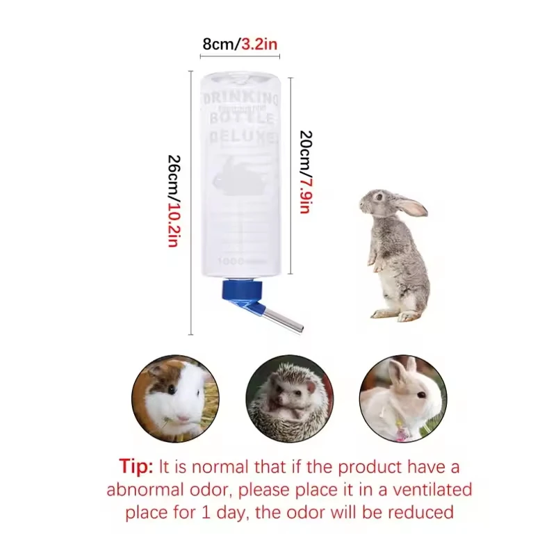 Bebedouro para Coelhos e Porquinhos-da-Índia 1000ml Pendurável - Imagem 6