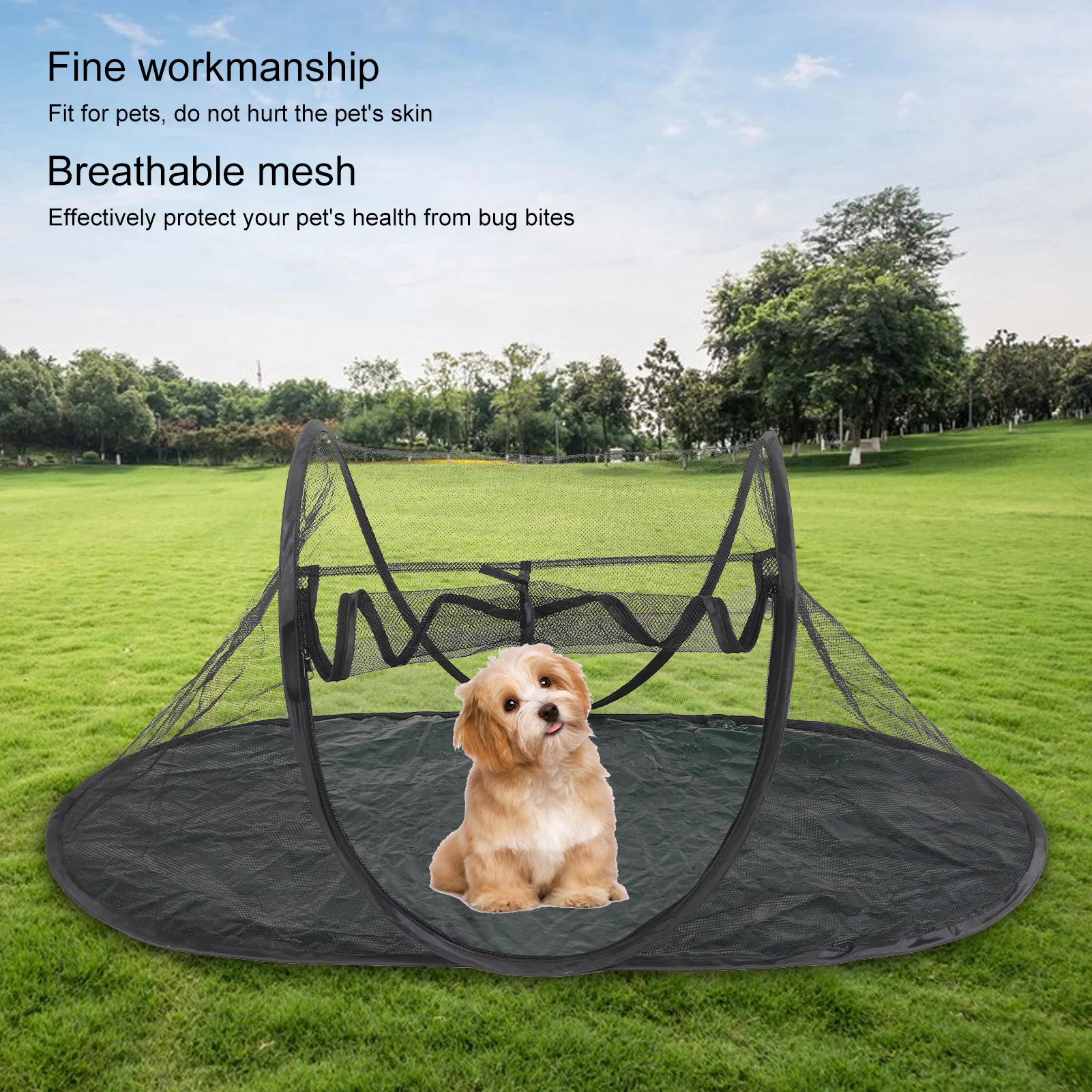 Tenda Dobrável para Pets Pequenos 120x63x50cm com Tela Respirável - Image 4