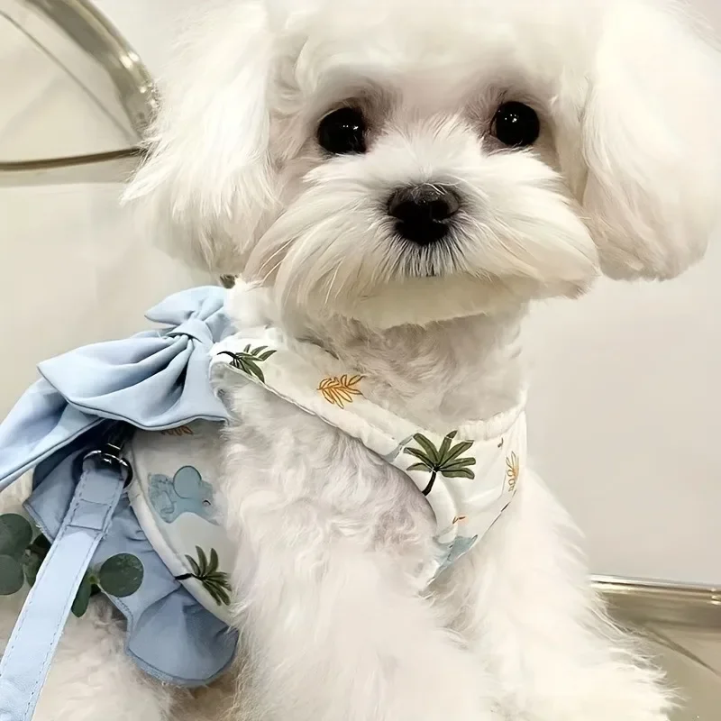 Coleira Peitoral Floral para Cães Pequenos com Laço e Ajuste - Imagem 3