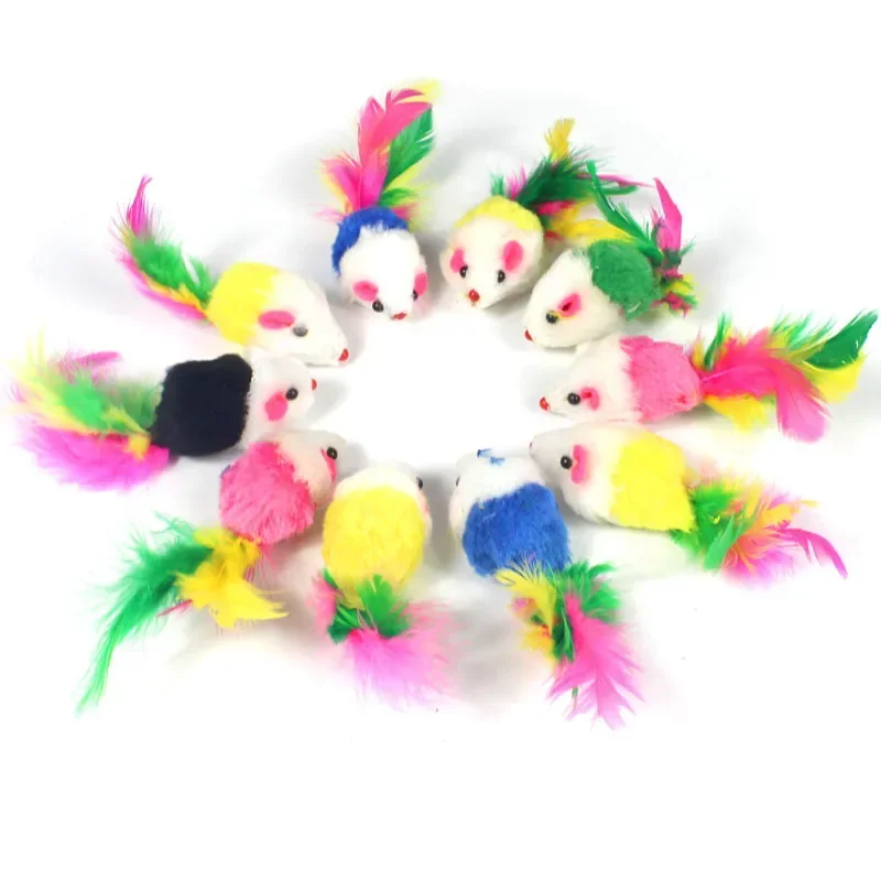 Brinquedo para Gatos Rato de Pelúcia de Coelho com Pena Arco-Íris - Imagem 3