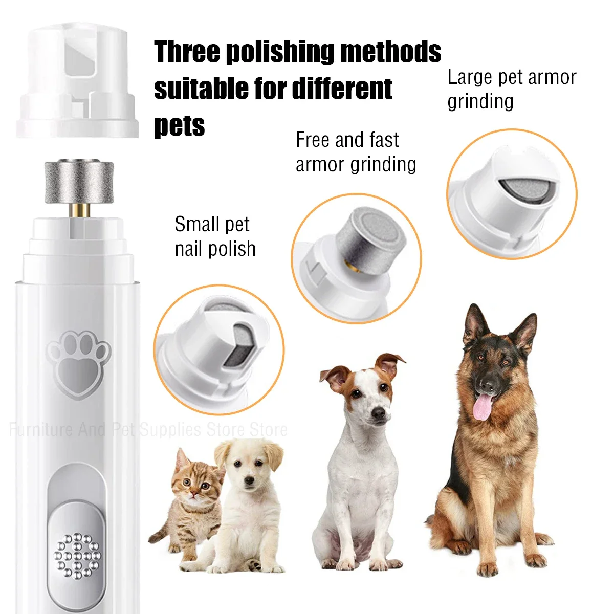 Moedor de Unhas Elétrico para Cães Recarregável USB com Luz LED - Imagem 2