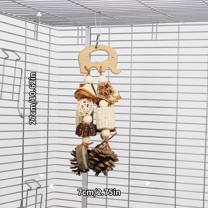 Brinquedo para Pássaros e Papagaios de Roer em Madeira com Rattan - Imagem 5