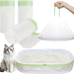 saco de lixo para caixa de areia de gatos com cordão