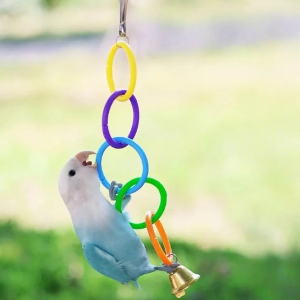 Brinquedo de Argola para Pássaros de Plástico Colorido para Gaiola - Imagem 4