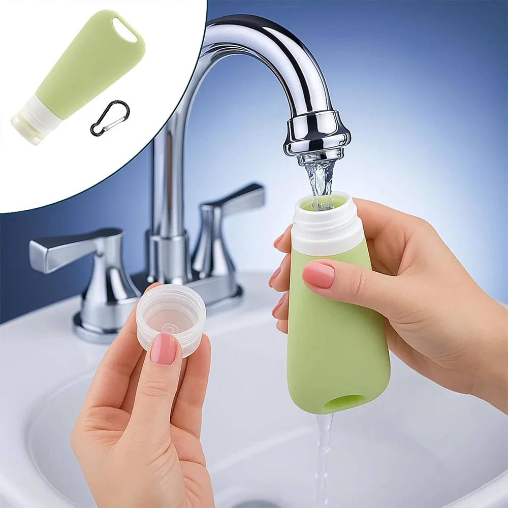 Garrafa de Água e Comida para Cães de Silicone 90 ml com Mosquetão - Imagem 4