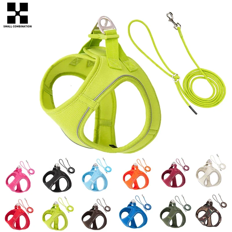 conjunto coleira e arnês para cães pequenos refletivo