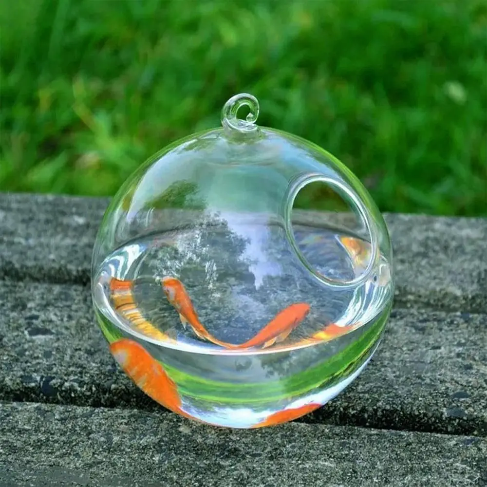 Aquário de Vidro Redondo para Peixes com Suporte Decorativo - Image 5