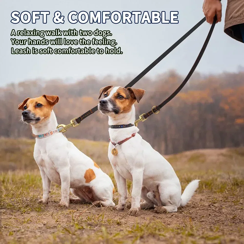Trela Mãos Livres para Cães de Couro Real 2.3m para Caminhada - Imagem 6