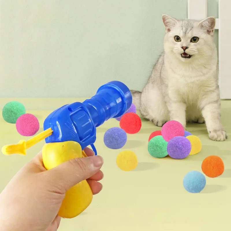 Bolinhas de Pelúcia para Gatos Coloridas com Lançador - Imagem 2