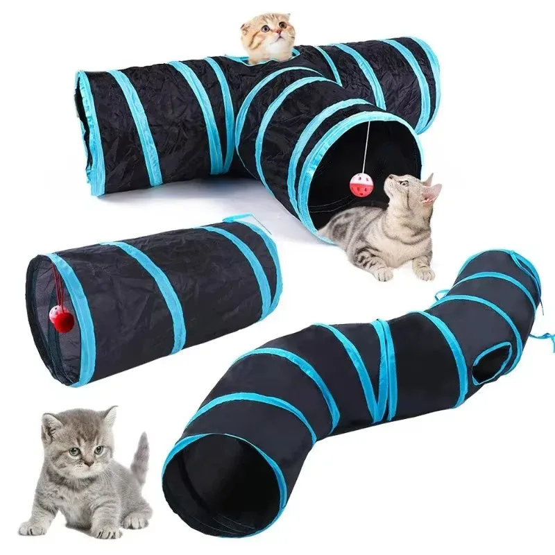 Túnel para Gatos 3 Vias Dobrável de Pano Oxford com Sino - Imagem 5