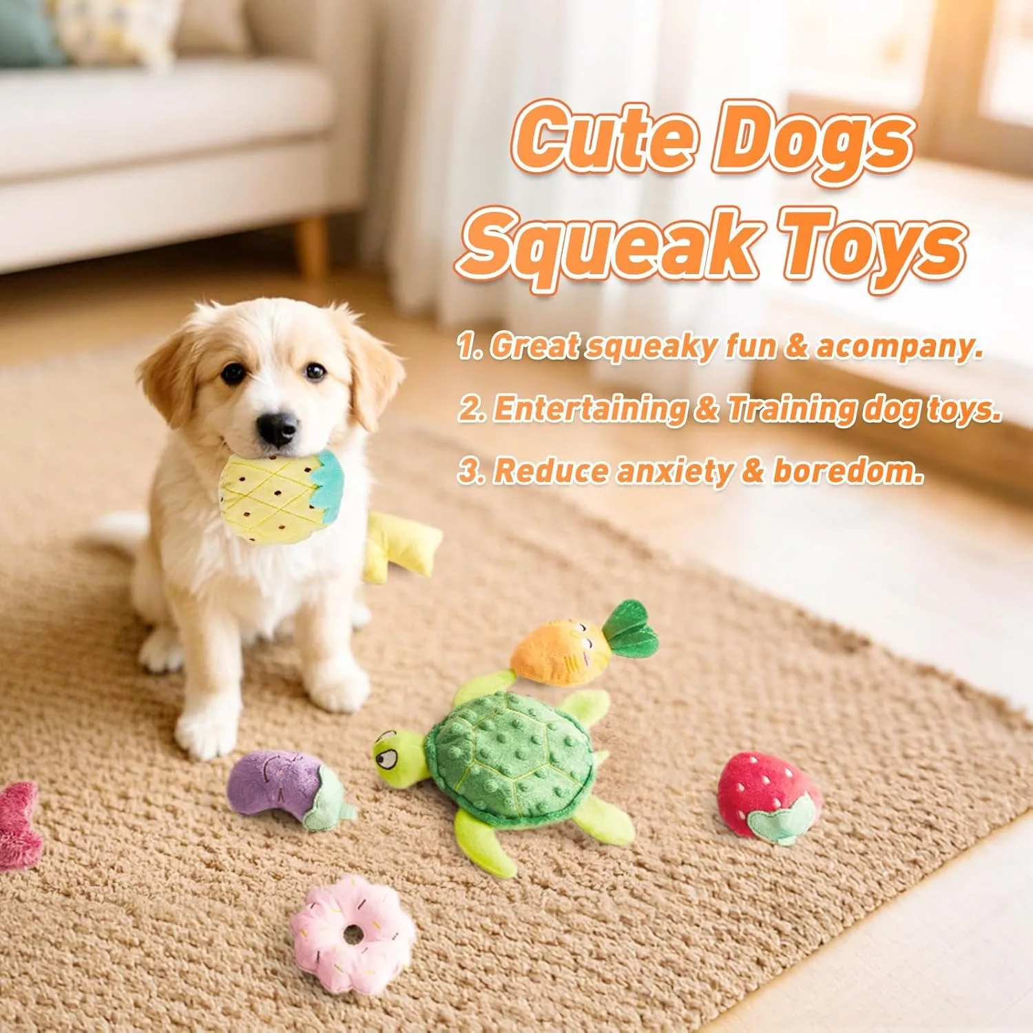 Kit 20 Brinquedos de Pelúcia para Cães Pequenos e Médios com Som - Imagem 3