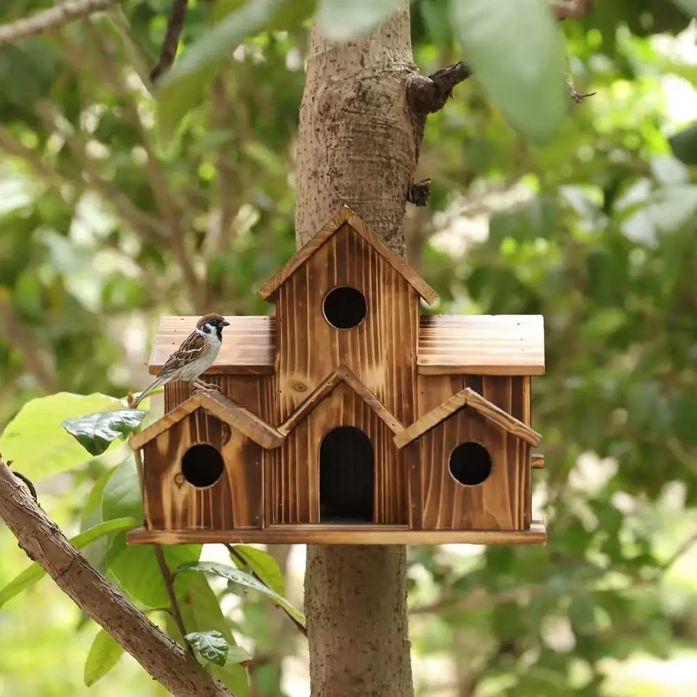 Casa para Pássaros de Madeira com 5 Entradas para Jardim 20x14x15 cm - Imagem 5