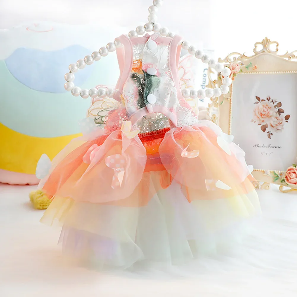 Vestido Princesa para Cães e Gatos de Renda e Malha com Botões - Imagem 3