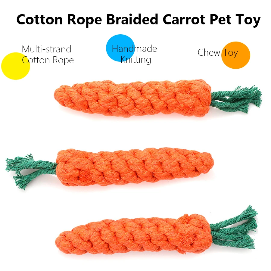 Brinquedo de Corda para Cães Pequenos Cenoura de Algodão 24 cm - Imagem 4