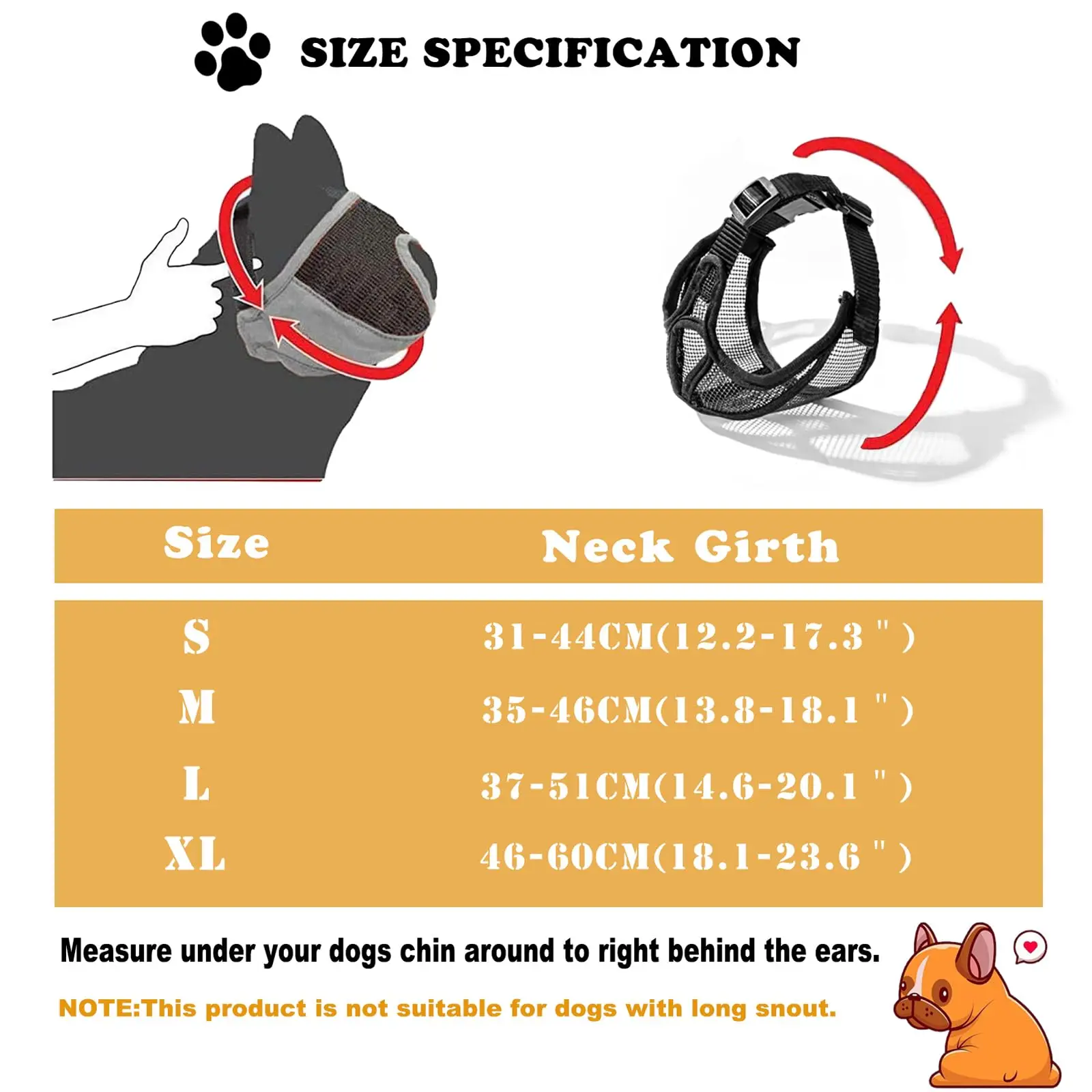 Focinheira para Cães de Focinho Curto Malha Ajustável Respirável - Image 6