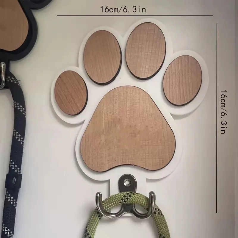 Gancho de Parede para Coleira de Cães Design Pata de Madeira - Imagem 4