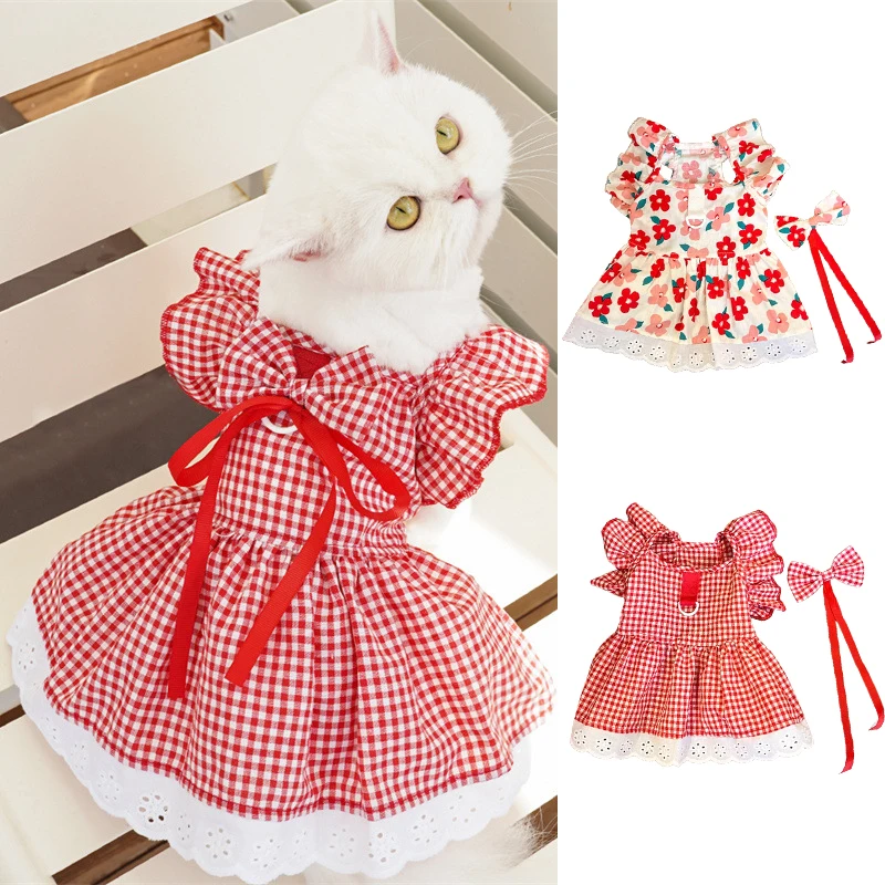 vestido floral para cães e gatos