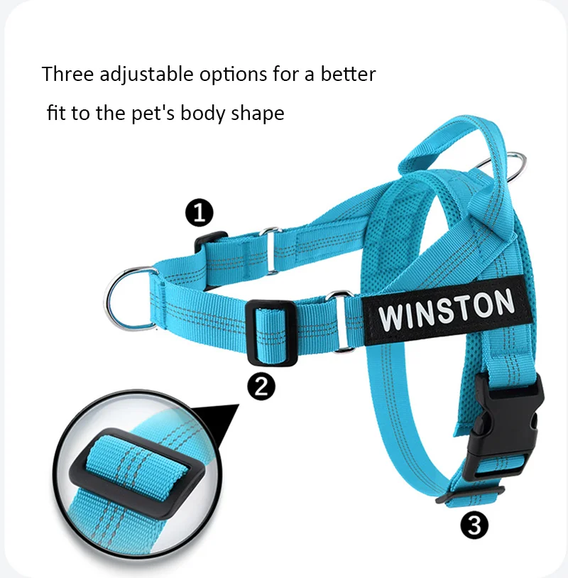 Arnês para Cães Ajustável Refletivo para Passeio Personalizável - Imagem 3