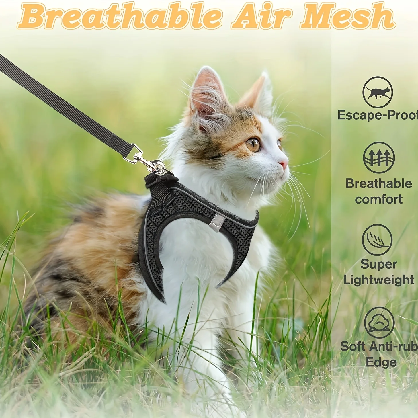 Coleira Peitoral para Cães e Gatos Pequenos com Faixas Refletivas - Imagem 5