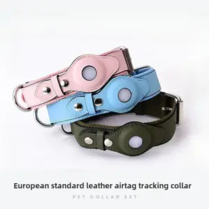 coleira de couro para cães com airtag