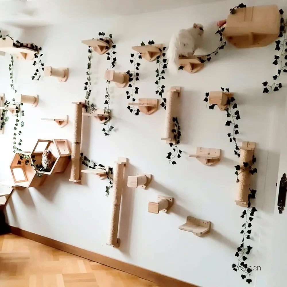 Prateleira de Parede para Gatos de Madeira para Escalada - Imagem 6