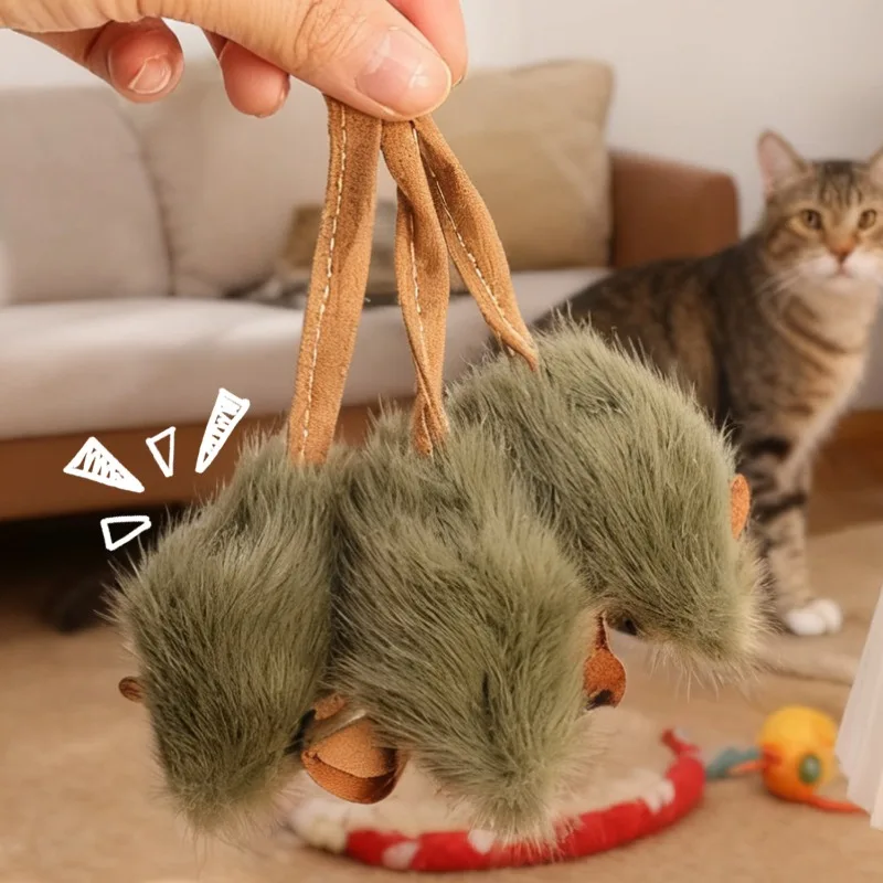 Brinquedo de Pelúcia para Gatos: Rato Simulado com Som e 14 cm - Imagem 3