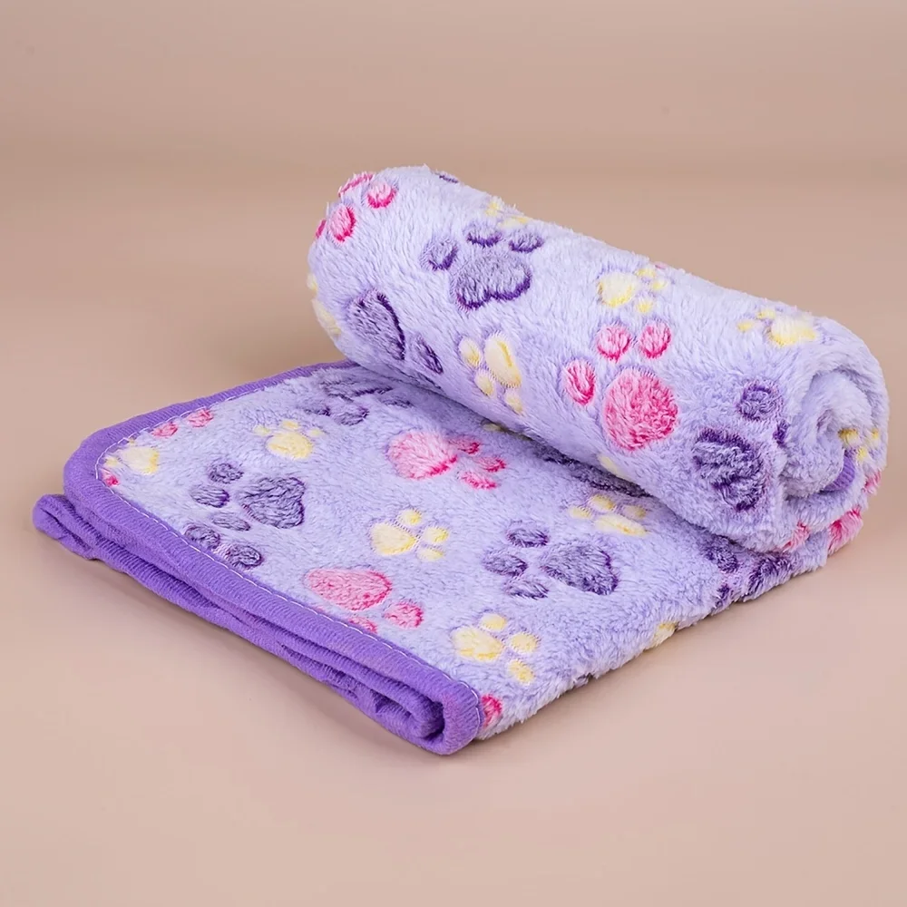 Cobertor de Lã para Cães e Gatos com Estampa de Pata Lavável - Image 3