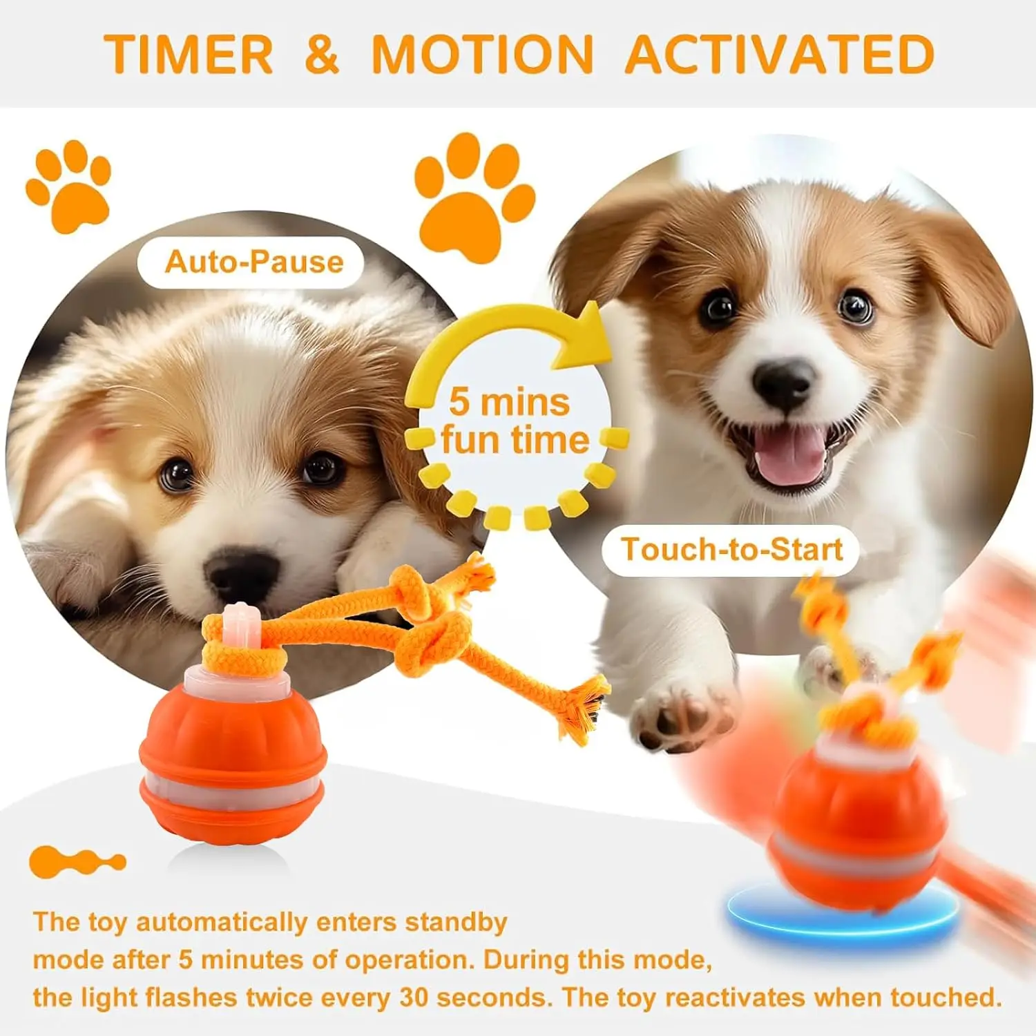 Bola Interativa para Cães e Gatos com Corda Ativada por Movimento - Imagem 2