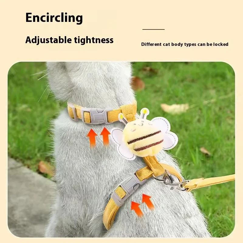Coleira e Guia para Gatos Design Abelha Ajustável Anti-Fuga - Imagem 3