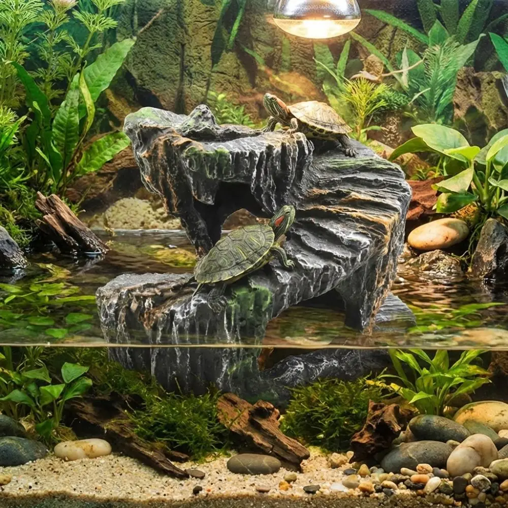 Plataforma para Tartarugas e Répteis de Resina 11,5x14x11 cm com Esconderijo - Imagem 3