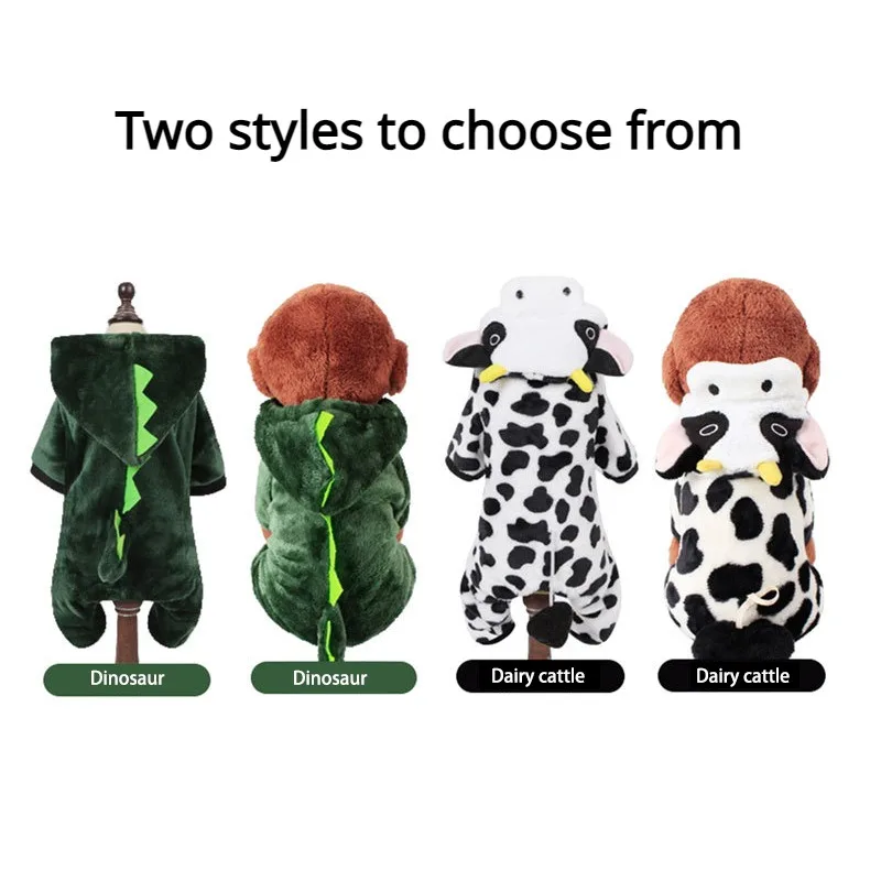 Roupa de Veludo Coral para Cães e Gatos com Design de Dinossauro - Imagem 6