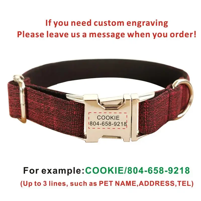 Coleira Personalizada para Cães de Nylon com Placa de Identificação Gravada - Image 4