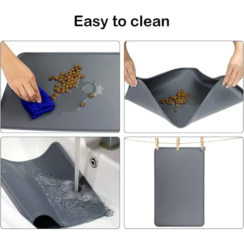 Tapete Comedouro de Silicone para Cães e Gatos 48x30 cm com Bordas Altas - Image 3